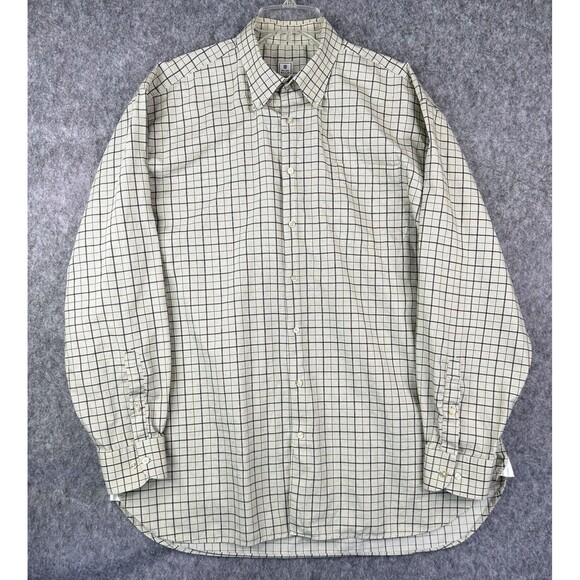 Peter Millar Plaid Long Sleeve Men's Button Down Shirt Green Brown Tan Plaid XL - Picture 1 of 8